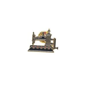 Clotilde #9 Casige Sewing Machine Enamel Craft Hat Lapel Brooch Pin Gold Tone